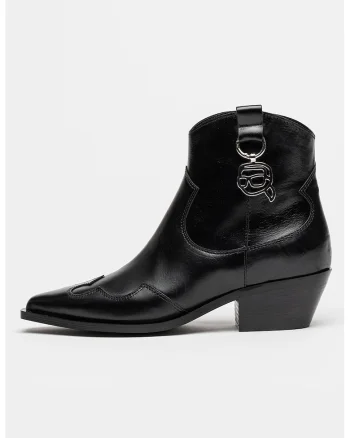 Botine western din piele Kansas, Negru