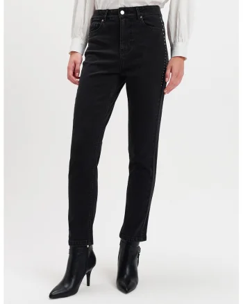 Blugi crop bootcut, Negru