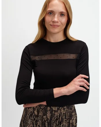 Bluza cu segment de plasa, Negru