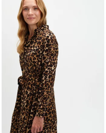 Rochie-camasa midi cu cordon, Negru/Bej