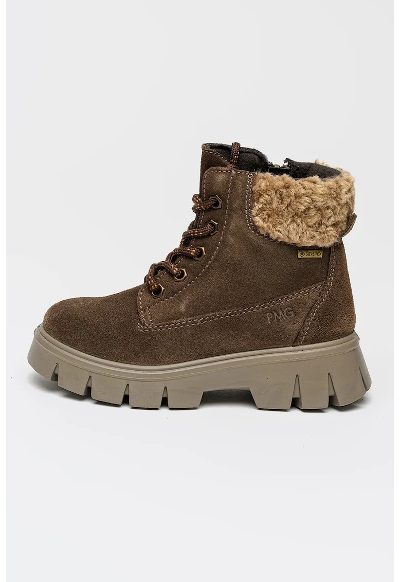 Ghete din piele intoarsa cu blana shearling si tehnologie Gore-Tex, Maro