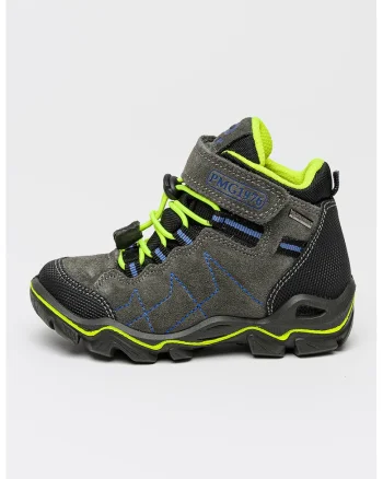 Ghete cu segmente de piele intoarsa, Verde lime/Gri antracit