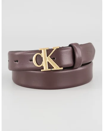 Curea de piele cu catarama logo, Violet pruna