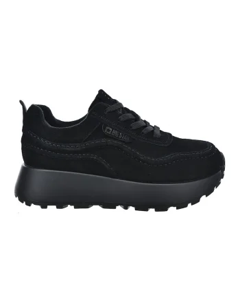 Pantofi sport flatform de piele intoarsa, Negru