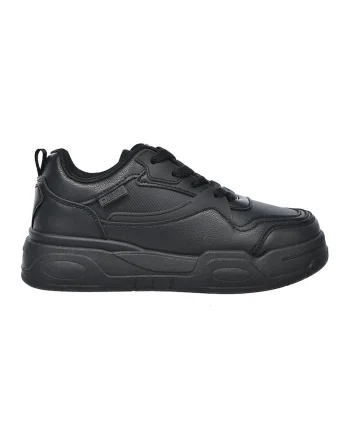 Pantofi sport de piele ecologica cu logo discret, Negru