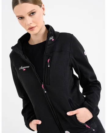 Bluza de trening cu fermoar si logo Tedenana, Negru
