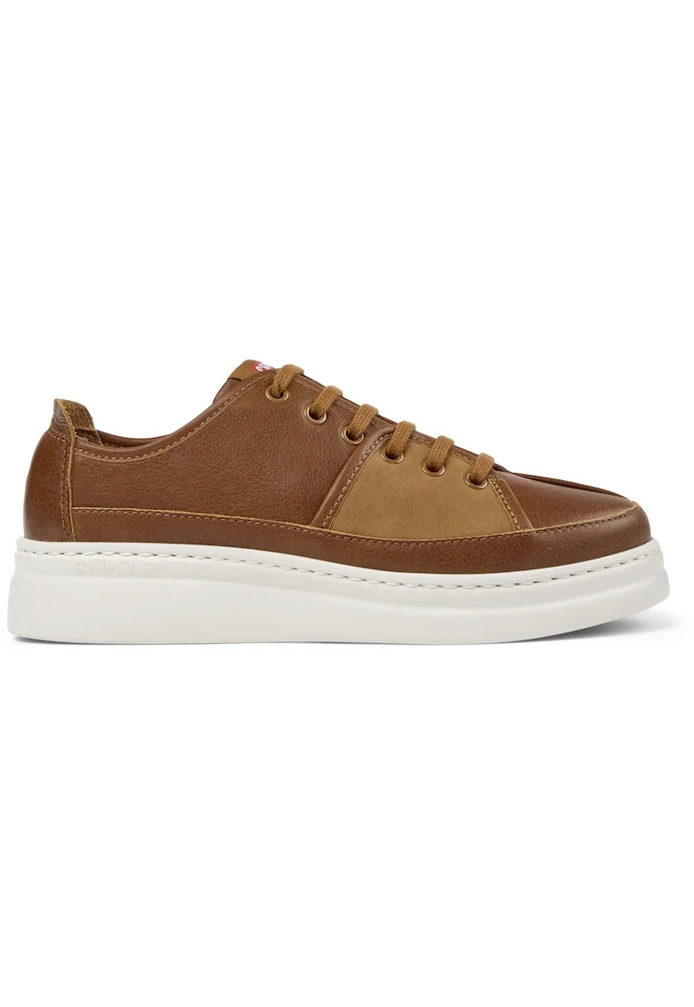 Pantofi sport din piele cu talpa wedge Runner Up Twins, Maro