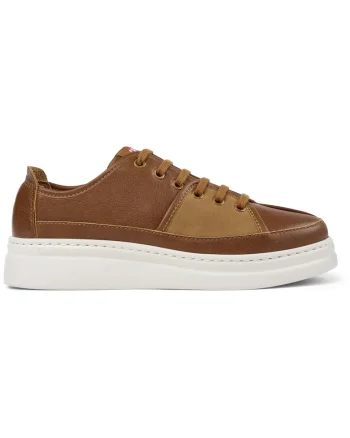 Pantofi sport din piele cu talpa wedge Runner Up Twins, Maro