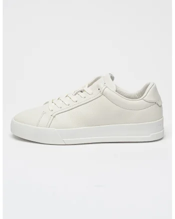 Pantofi sport low-cut din piele, Alb murdar