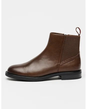 Ghete de piele cu fermoar lateral, Maro