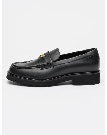 Pantofi loafer uni de piele, Negru