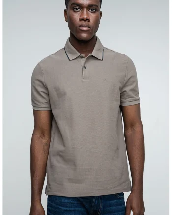 Tricou polo din bumbac pique, Kaki