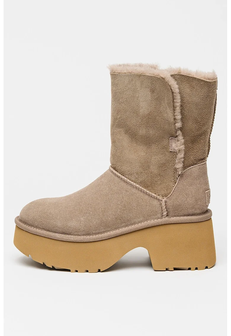 Ghete demi-wedge din piele intoarsa fara inchidere Esmee, Bej