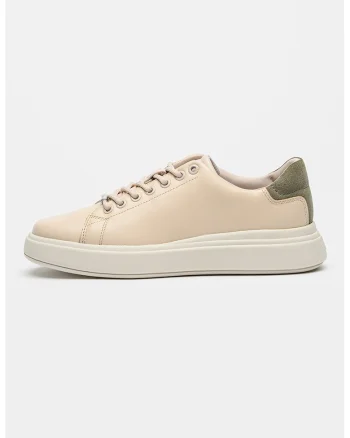 Pantofi sport din piele cu garnituri din piele intoarsa, Roz pal/Verde sparanghel