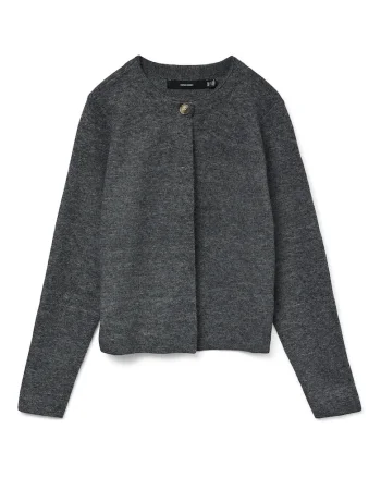 Cardigan de dama,  Gri, 47% poliester reciclat, 28% poliester, 25% nailon, Gri