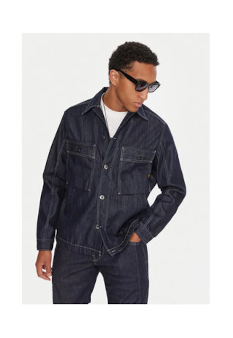 Camasa din denim Barbati, G Star Raw, Bleumarin, 100% bumbac, Bleumarin
