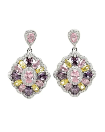 AVANT-GARDE, Cercei drop cu zirconia, Roz