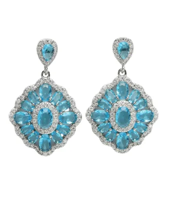 Cercei drop cu zirconia, Albastru