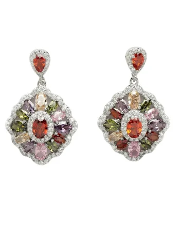 Cercei drop cu zirconia, Multicolor