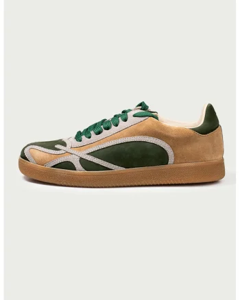Tenisi din piele intoarsa cu model stratificat Alma 1, Verde/Maro nisip