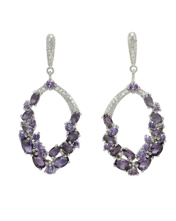 AVANT-GARDE, Cercei drop cu tija si zirconia, Violet