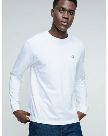Bluza de bumbac cu logo discret, Alb