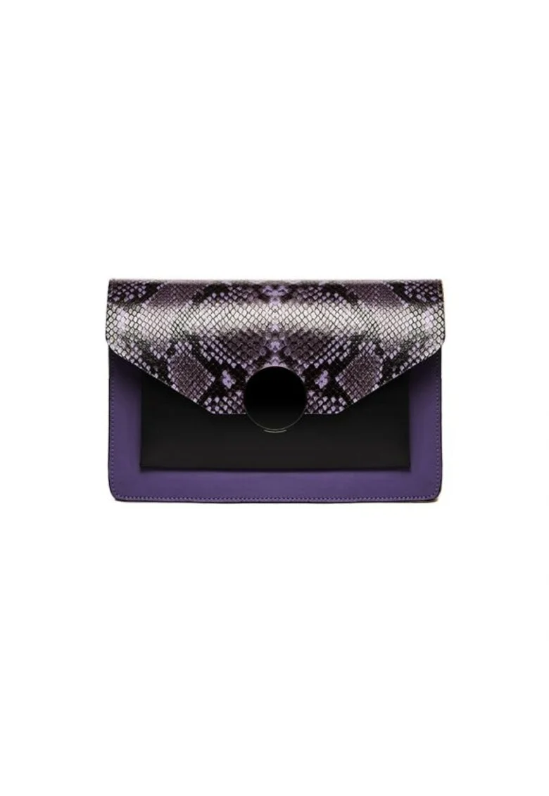 Geanta dama piele,  Ivona, mov negru, 26x7x18 cm
