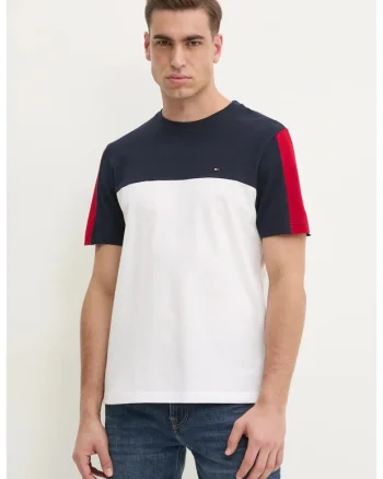 Tricou cu detaliu logo brodat, Alb/Bleumarin