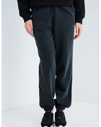 Pantaloni de trening cu talie elastica inalta, Negru stins
