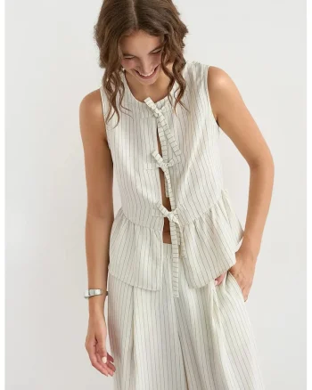Bluza dama,  fara maneci, dungi, poliester