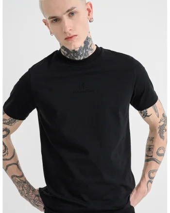 Tricou cu decolteu la baza gatului, Negru