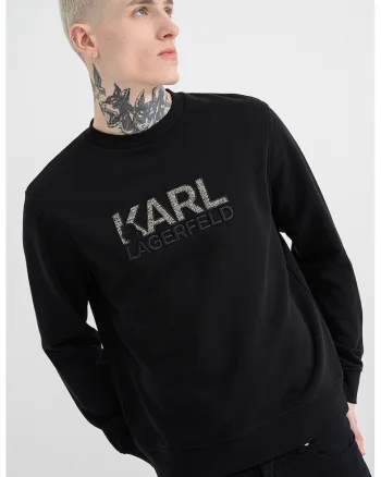 Bluza de trening cu logo brodat, Negru