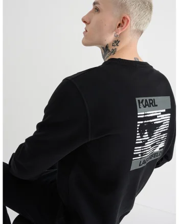 Bluza de trening cu imprimeu pe partea din spate, Negru