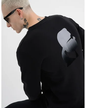 Bluza de trening cu imprimeu logo, Negru/Gri
