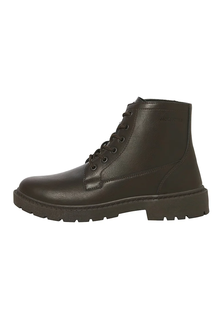 Ghete de piele ecologica cu sireturi 12287782-ANTHRACITE, Maro inchis