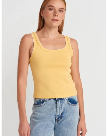Bluza dama,  Cami, casual, galben lamaie, 100% bumbac