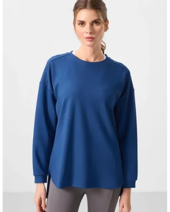 Tunica,  relaxata, Oxford Blue, amestec tricotat viscoza-poliester-elastan,