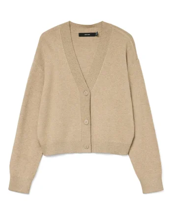 Cardigan  bej, 50% viscoza, 28% poliester, 22% nailon, Bej