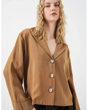 Sacou dama  supradimensionat, maro camel, Maro camel