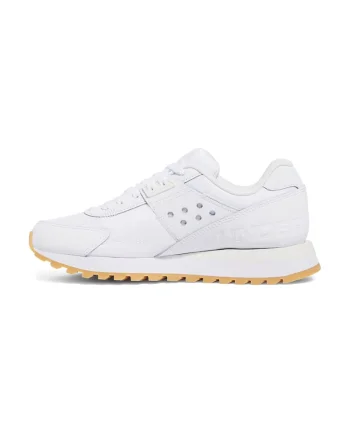 Pantofi sport cu insertii de piele Essential Runner, Alb optic