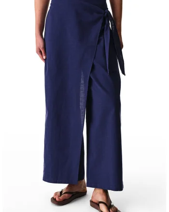 Pantaloni de plaja cu detaliu petrecut, Bleumarin