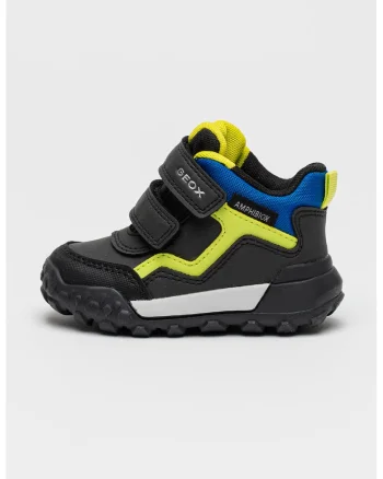 Ghete cu banda velcro dubla, Negru/Verde neon