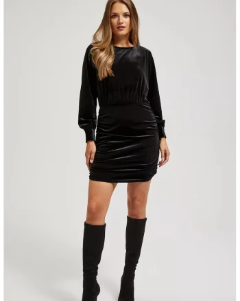 Rochie Mini din Velvet, Negru