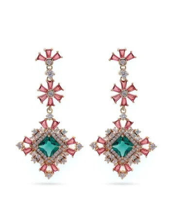 Cercei placati cu aur de 18K si cristale Daisy, Multicolor