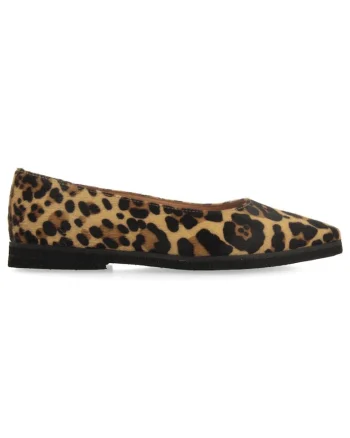 Balerini cu animal print, Negru/Maro