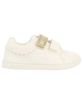 Pantofi sport din piele ecologica cu velcro, Alb