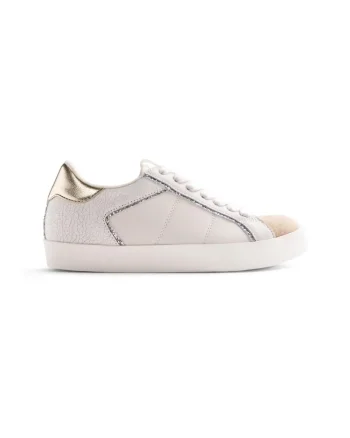 Pantofi sport de piele ecologica cu garnituri de piele intoarsa Edina, Alb
