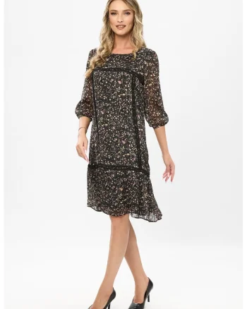 Rochie midi cu model floral Petra, Multicolor