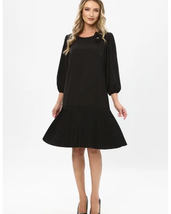 Rochie cu aplicatie florala Tereza, Negru