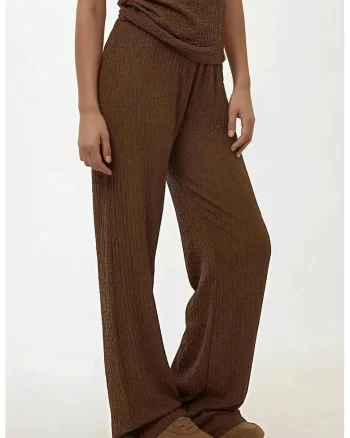 Pantaloni dama  tricotati texturati, Maro